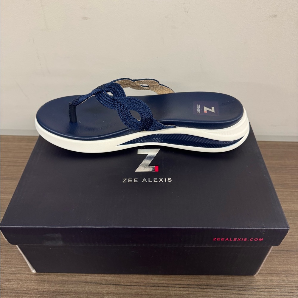 Zee Alexis Navy SYLVIA FLIP FLOP MEMORY FOAM SANDALS
